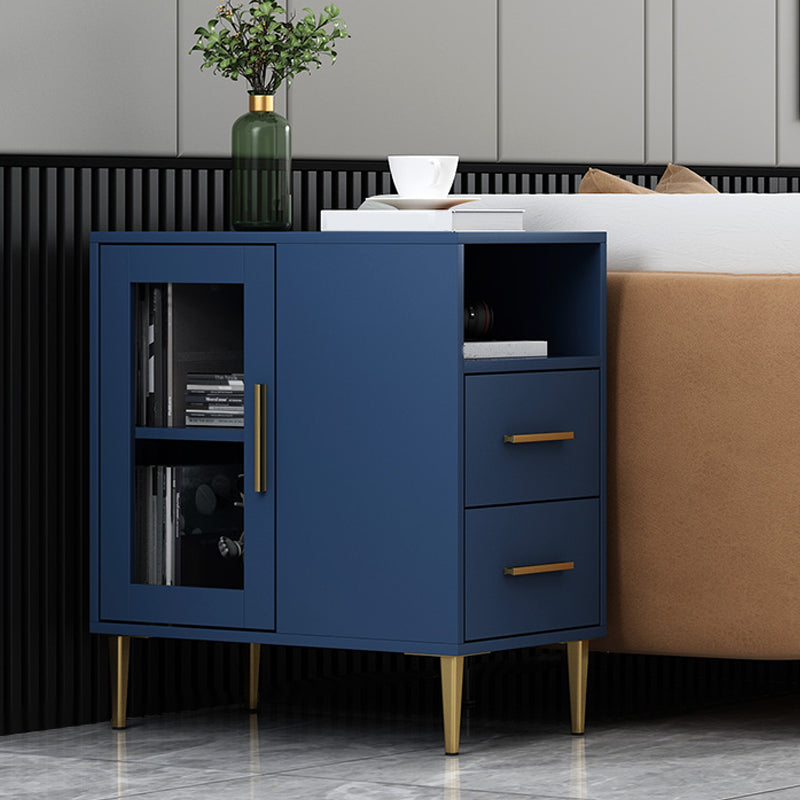 Modern Accent Cabinet with Straight Legs and 2 Drawers and 1/2 Doors