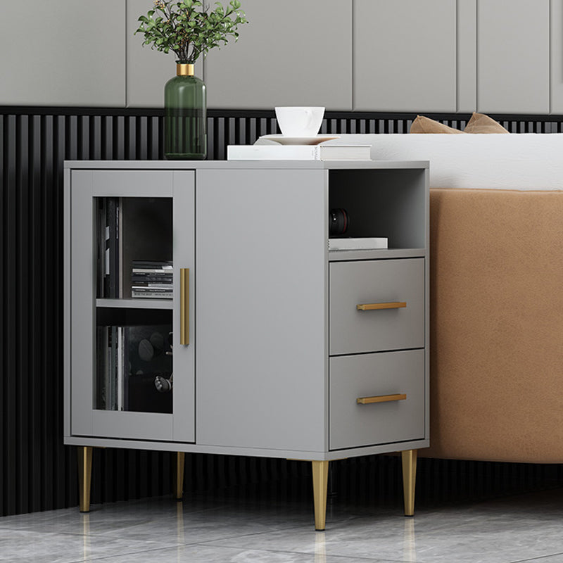 Modern Accent Cabinet with Straight Legs and 2 Drawers and 1/2 Doors
