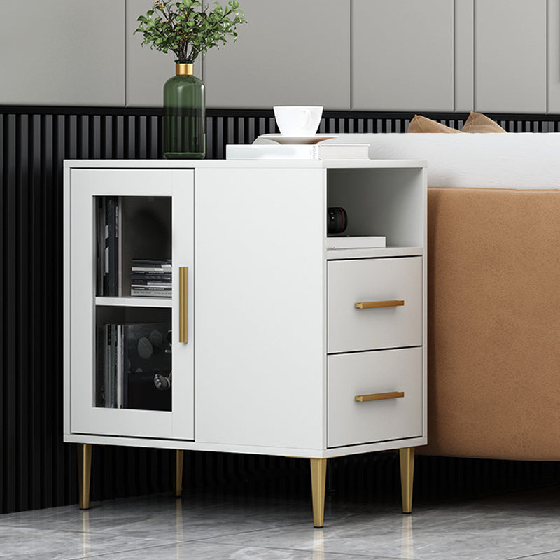 Modern Accent Cabinet with Straight Legs and 2 Drawers and 1/2 Doors