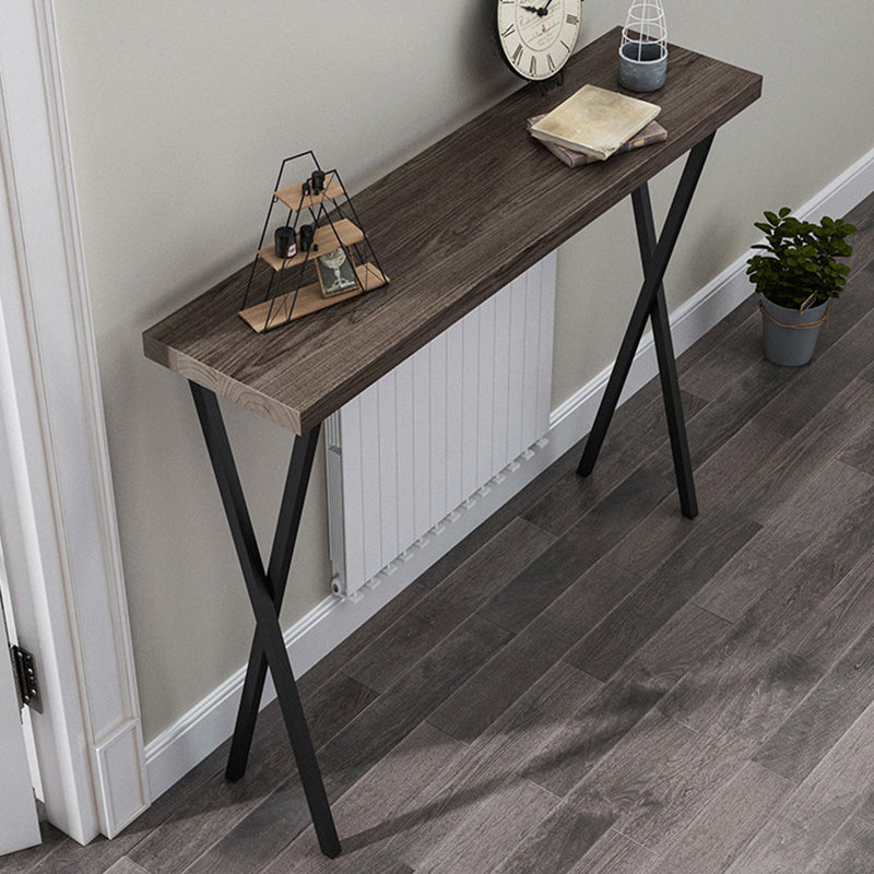 Solid Wood Mid-Century Console Sofa Table X-base Console Table, 31.49" H