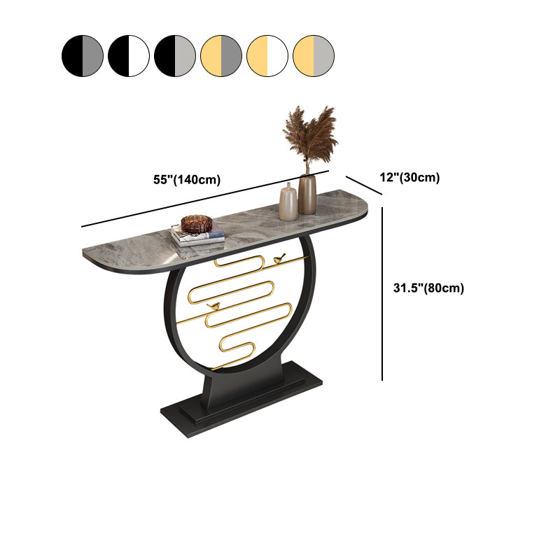Half Moon Marble/metal Scratch Resistant Console Table for Hall