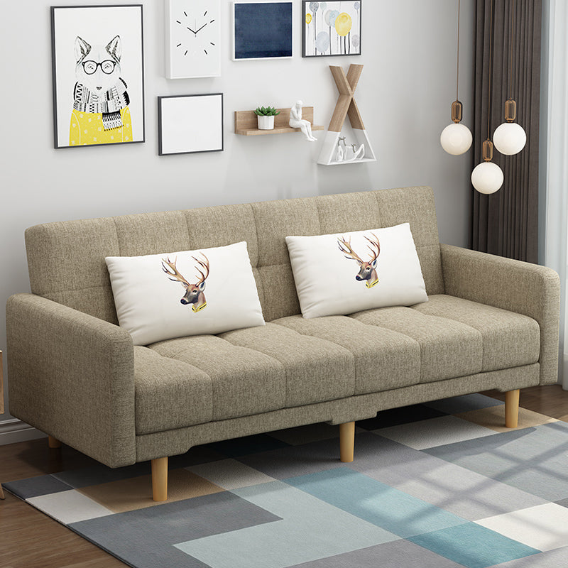 Contemporary Biscuit Back Standard Square Arm Fabric Stationary Sofa