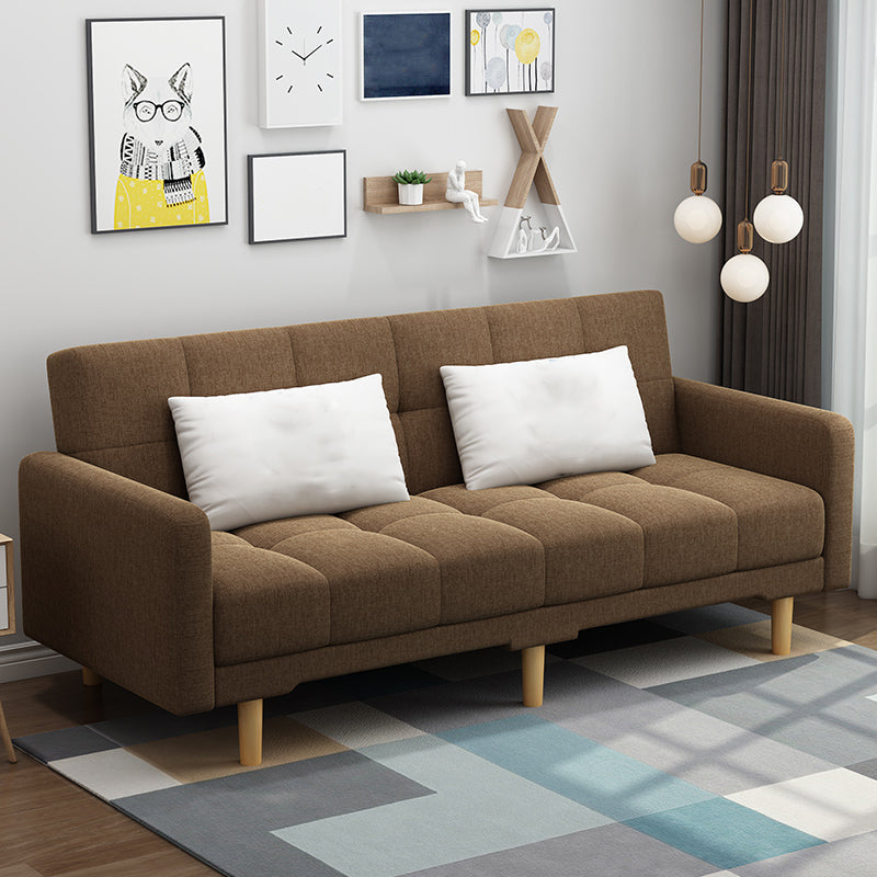 Contemporary Biscuit Back Standard Square Arm Fabric Stationary Sofa