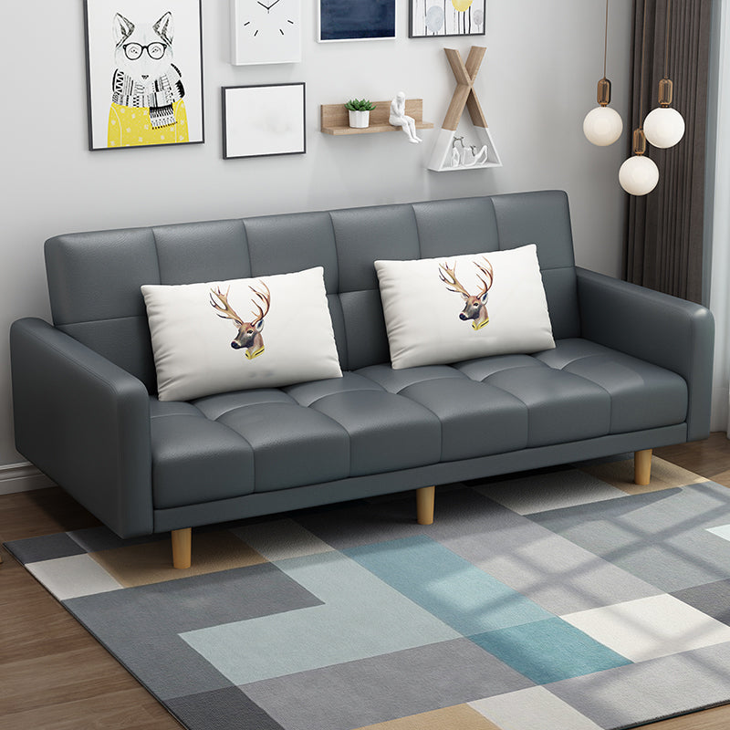 Contemporary Biscuit Back Standard Square Arm Fabric Stationary Sofa