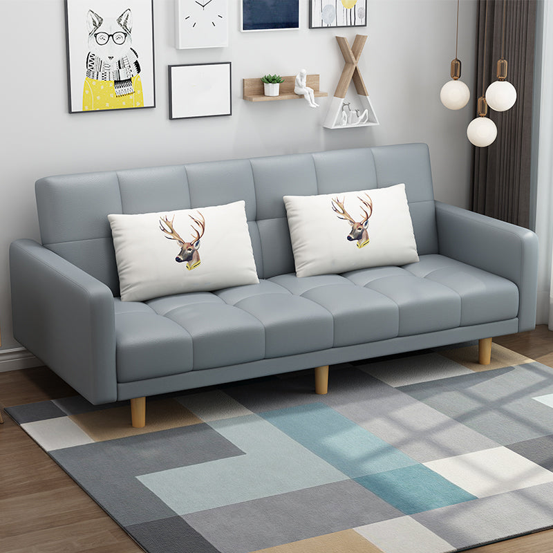 Contemporary Biscuit Back Standard Square Arm Fabric Stationary Sofa