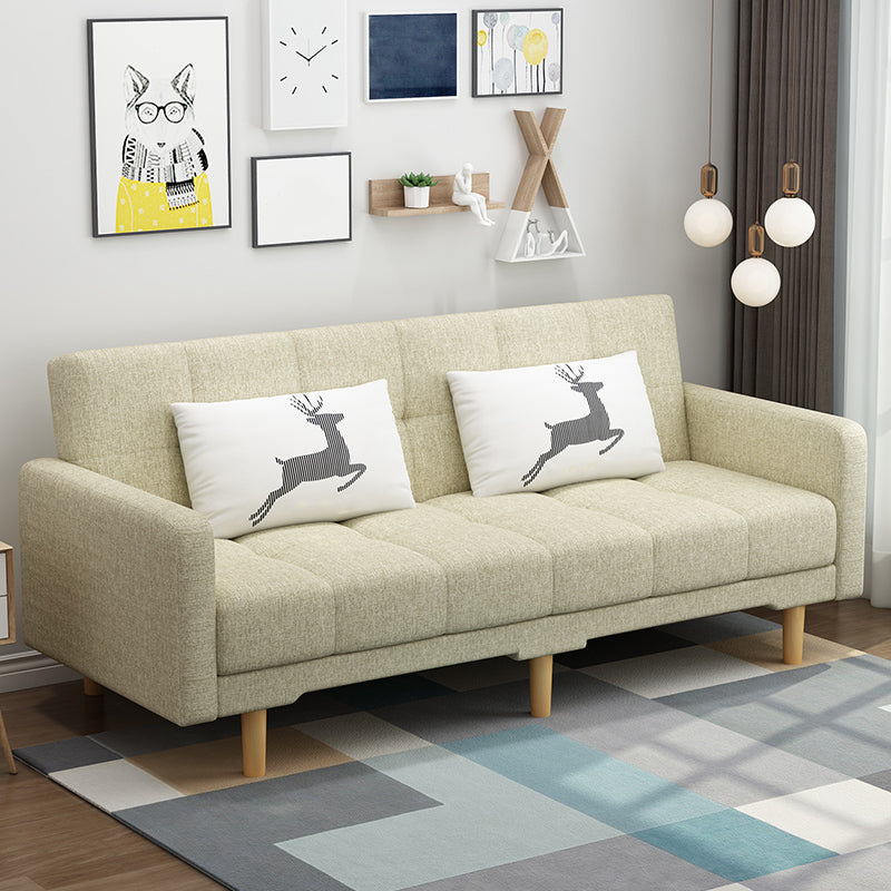 Contemporary Biscuit Back Standard Square Arm Fabric Stationary Sofa