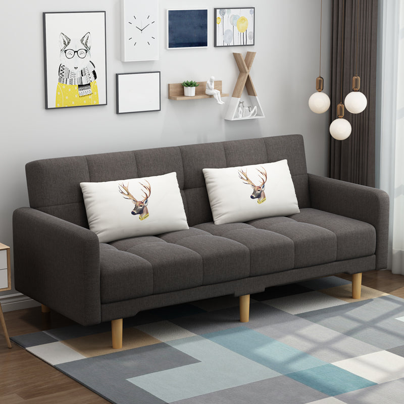 Contemporary Biscuit Back Standard Square Arm Fabric Stationary Sofa