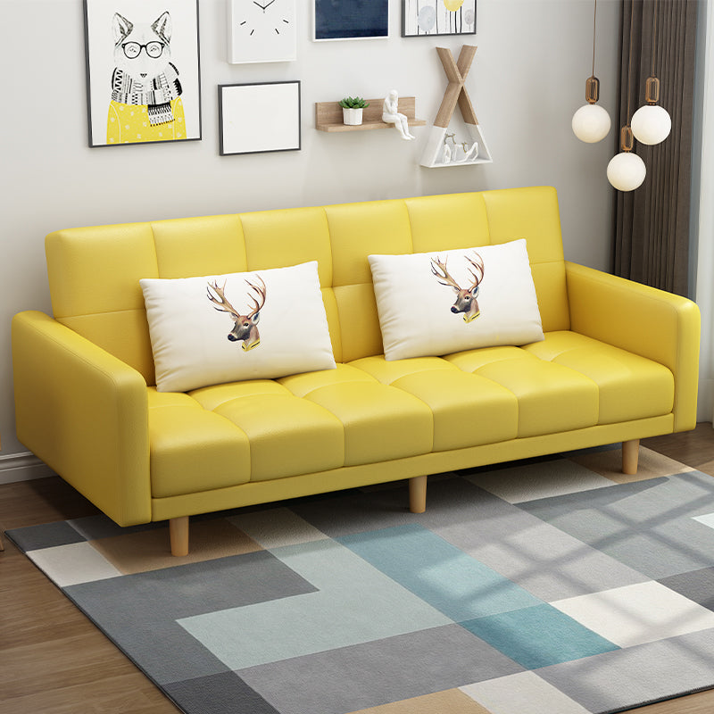 Contemporary Biscuit Back Standard Square Arm Fabric Stationary Sofa