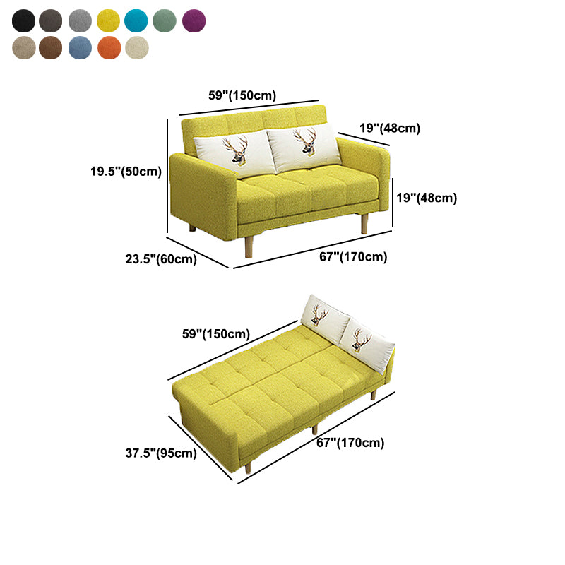 Contemporary Biscuit Back Standard Square Arm Fabric Stationary Sofa