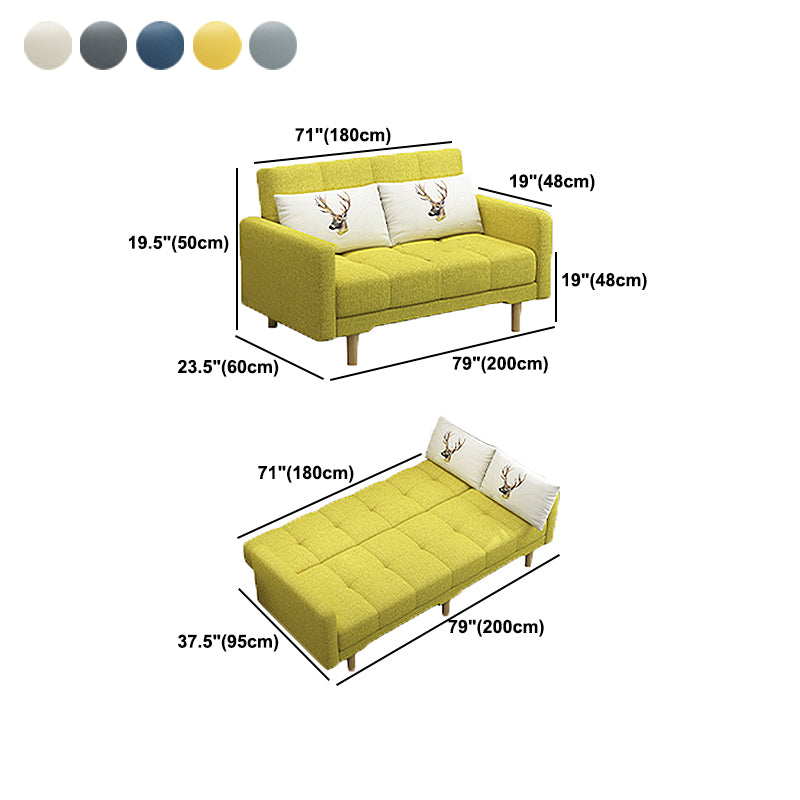 Contemporary Biscuit Back Standard Square Arm Fabric Stationary Sofa