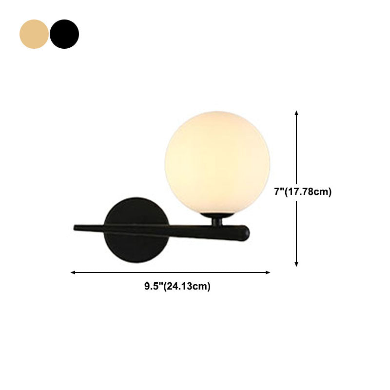 Globe Glass Wall Lamp in Modern Style Metal 1-Light Wall Light for Bedroom