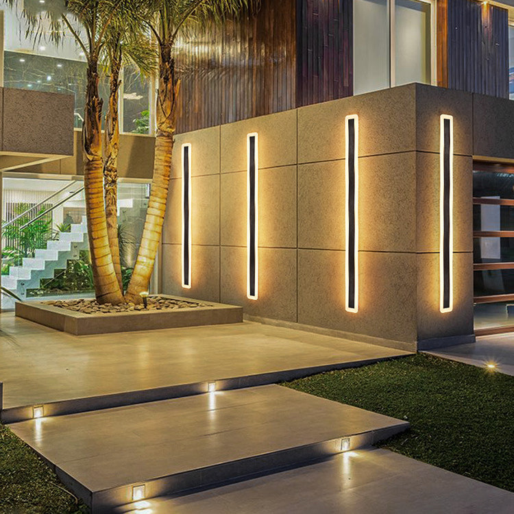 Black LED Wall Light in Modern Simplicity Metal Linear Wall Lamp with Acrylic Shade