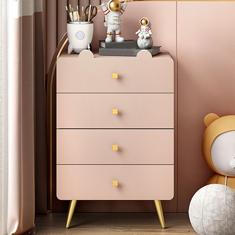 White and Pink Bedroom Dresser Modern Style Wooden Storage Chest with Multi Drawers