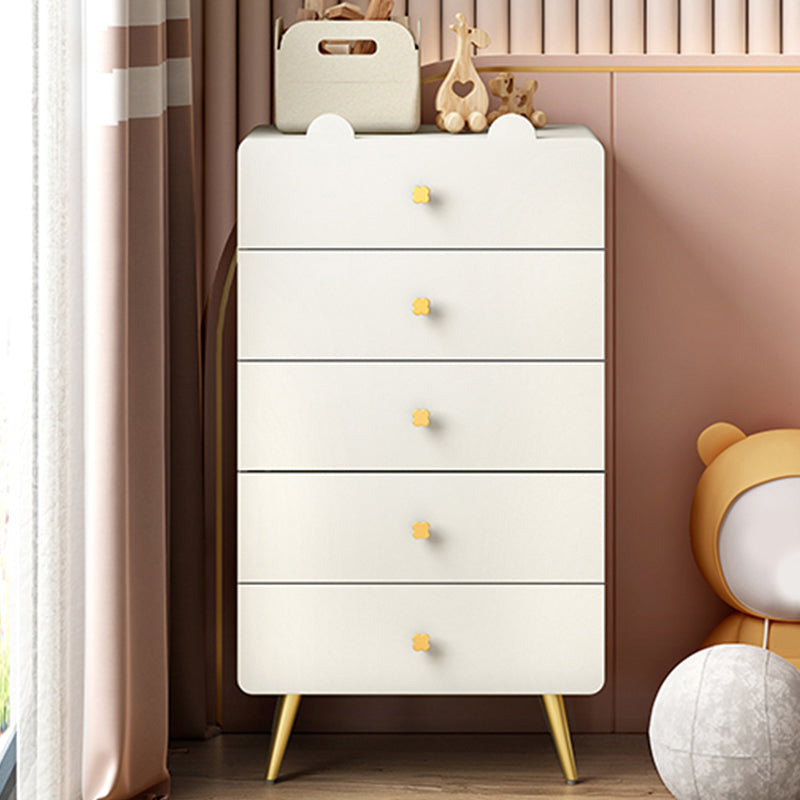 White and Pink Bedroom Dresser Modern Style Wooden Storage Chest with Multi Drawers