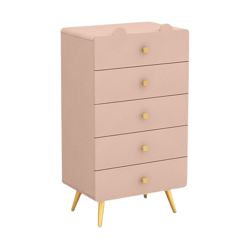 White and Pink Bedroom Dresser Modern Style Wooden Storage Chest with Multi Drawers