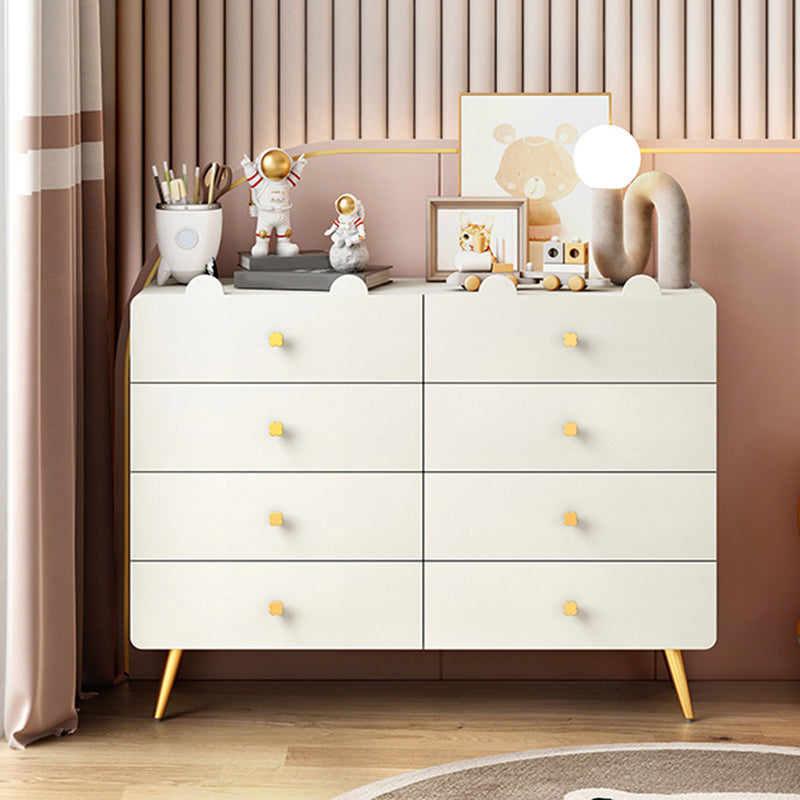 White and Pink Bedroom Dresser Modern Style Wooden Storage Chest with Multi Drawers