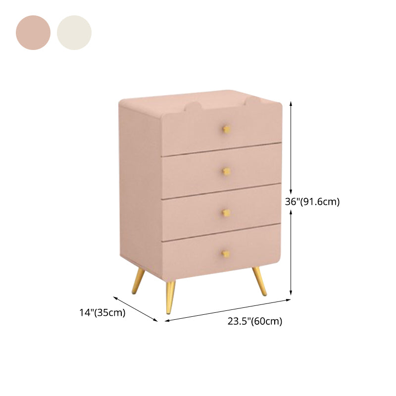 White and Pink Bedroom Dresser Modern Style Wooden Storage Chest with Multi Drawers