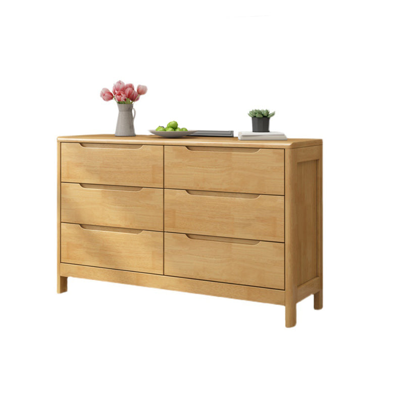 Bedroom Dresser Modern Style Rubber Wood Storage Chest with Multi Drawers