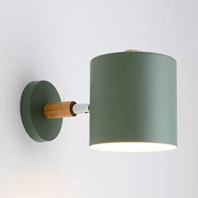 Rotatable Cylinder Wall Light One Head Macaron Style Metal Wall Lamp for Child Bedroom