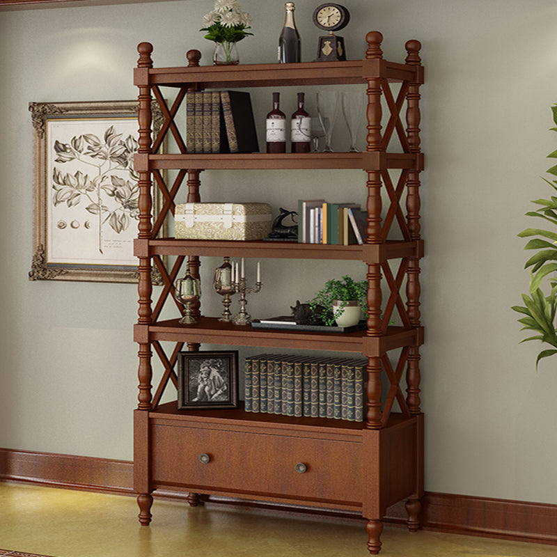 Nordic Wooden Open Back Bookshelf Etagere Bookshelf with Drawers