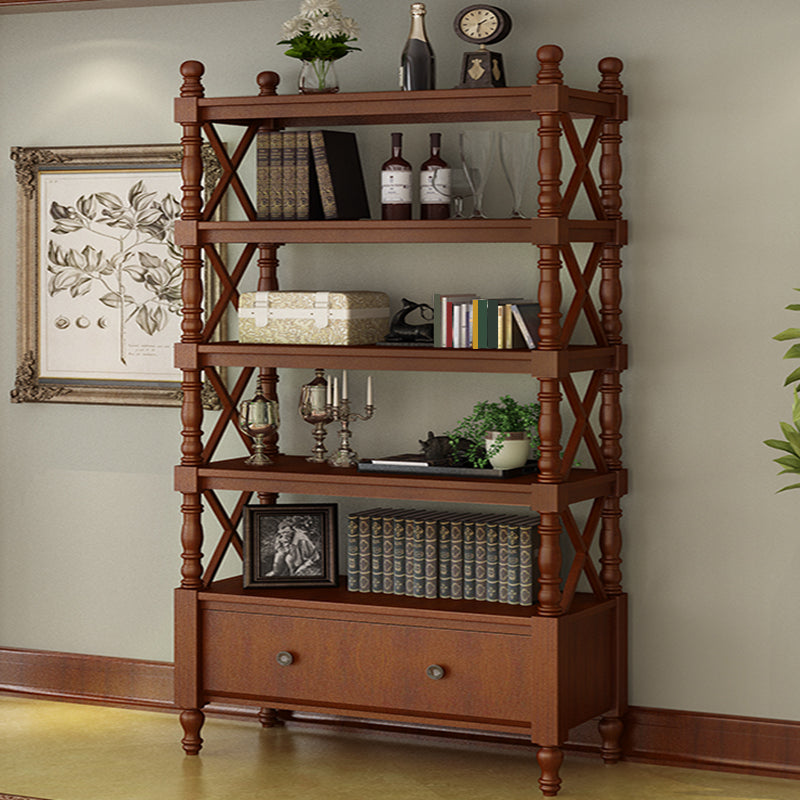 Nordic Wooden Open Back Bookshelf Etagere Bookshelf with Drawers