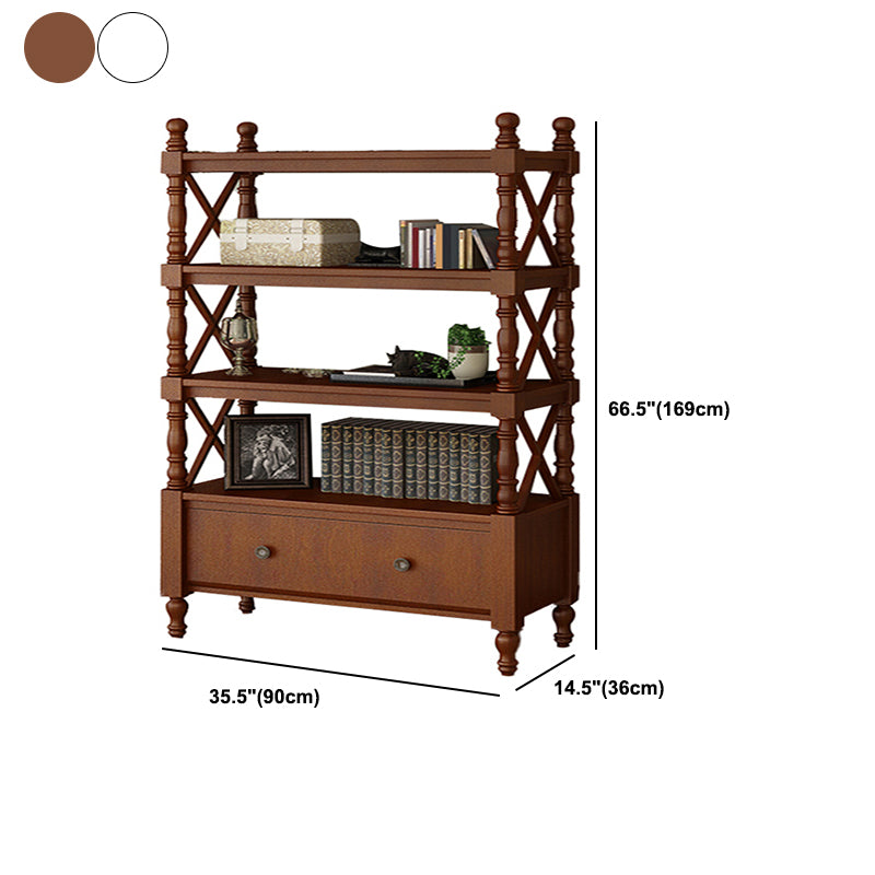 Nordic Wooden Open Back Bookshelf Etagere Bookshelf with Drawers