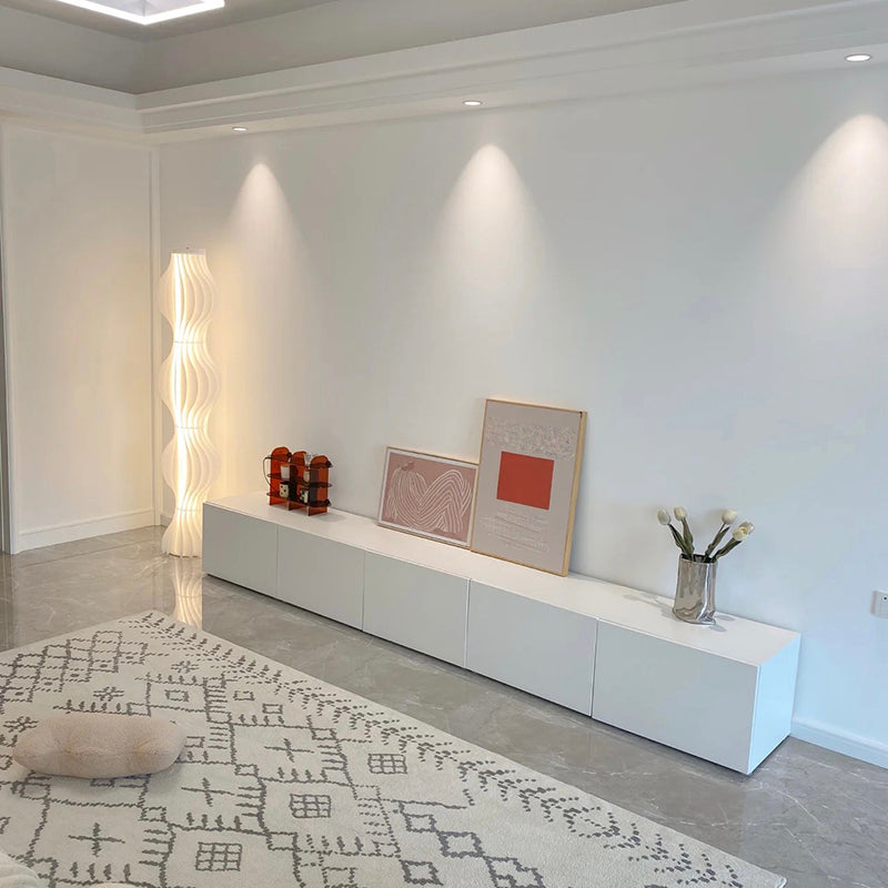 12 / 16 - Inch TV Console Faux Wood TV Console Stand With Cabinets / Drawers in White