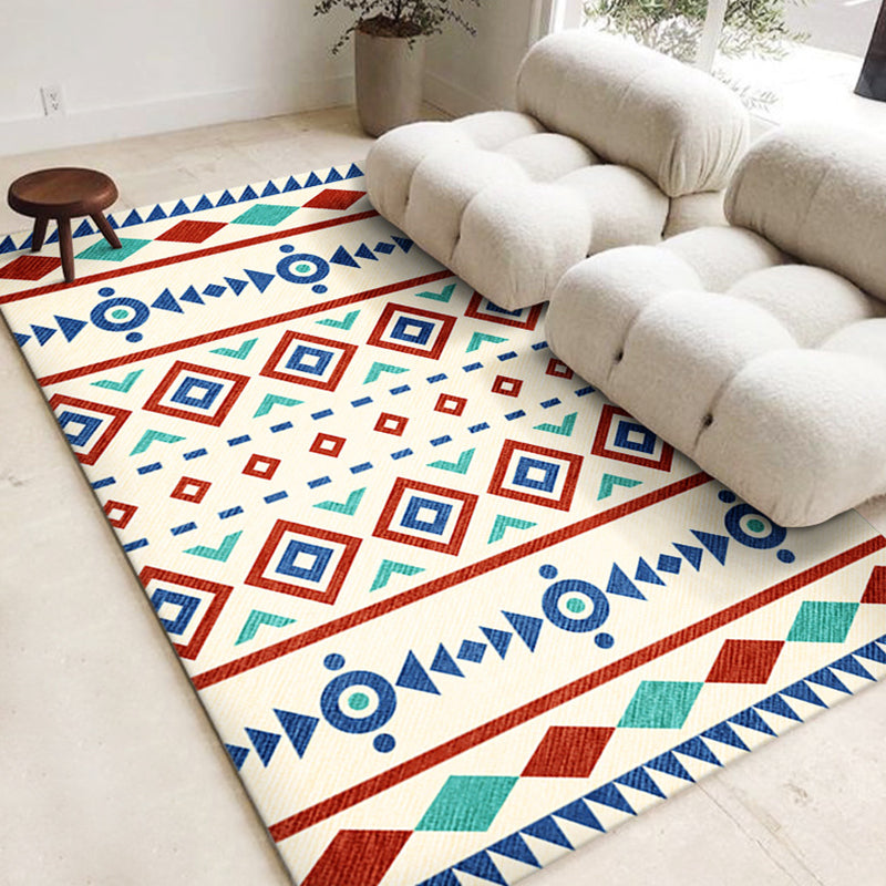 Boho Tribal Totem Rug Multicolor Polyester Carpet Stain Resistant Area Rug for Home Decor