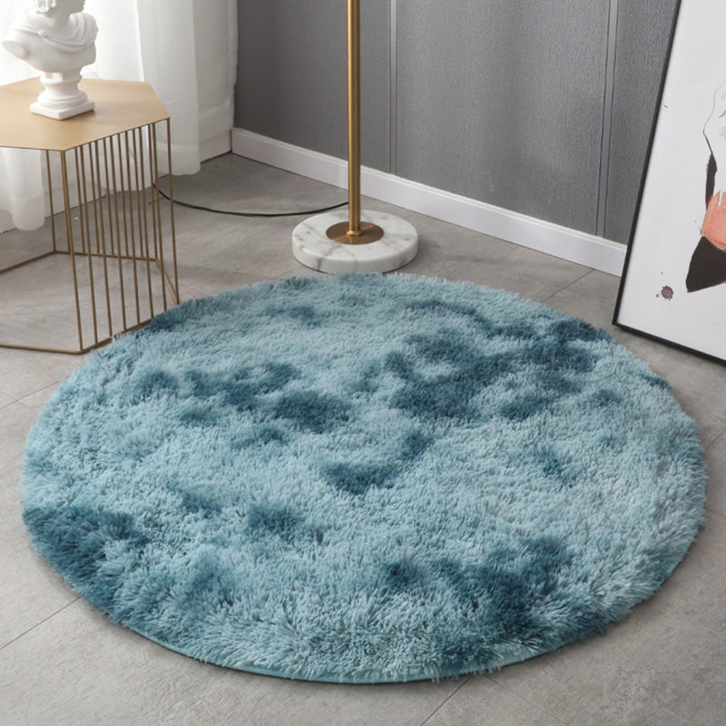 Round Plain Area Rug Polyester Shag Carpet Pet Friendly Rug for Home Decoration