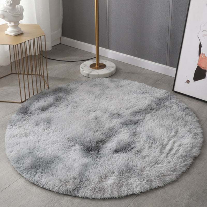 Round Plain Area Rug Polyester Shag Carpet Pet Friendly Rug for Home Decoration