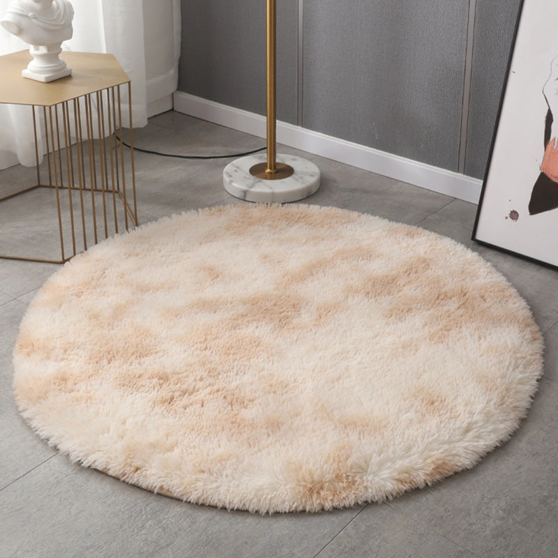 Round Plain Area Rug Polyester Shag Carpet Pet Friendly Rug for Home Decoration