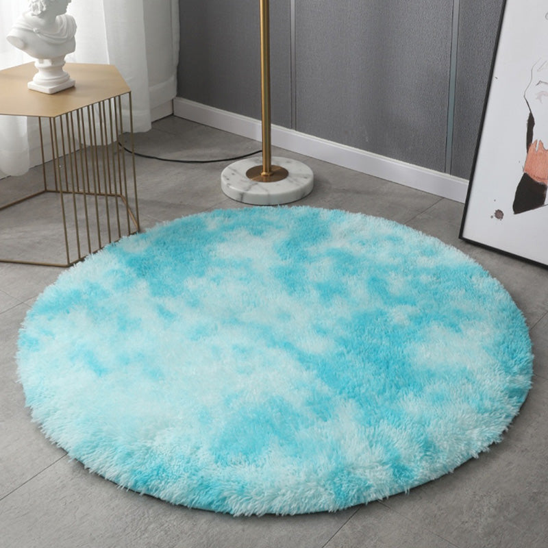 Round Plain Area Rug Polyester Shag Carpet Pet Friendly Rug for Home Decoration