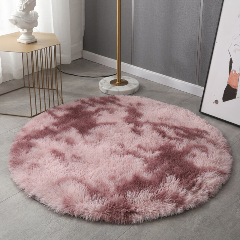 Round Plain Area Rug Polyester Shag Carpet Pet Friendly Rug for Home Decoration