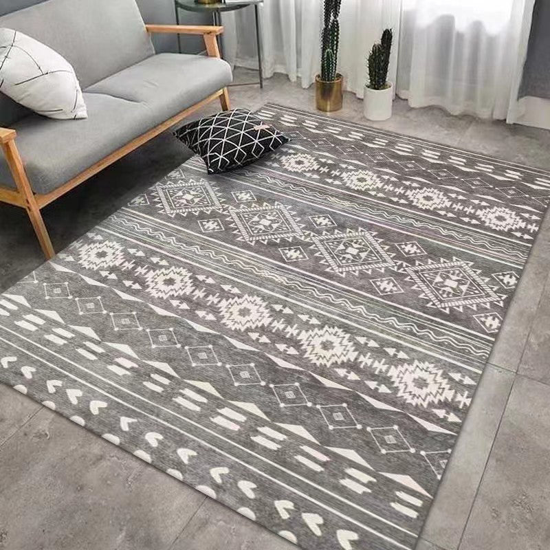 Beige Morocco Rug Polyester Graphic Rug Stain Resistant Rug for Living Room