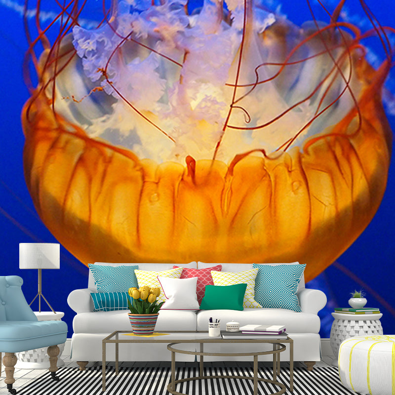 Photography Jellyfish Pattern Wall Mural Stain Resistant Environmental Sea Wallpaper