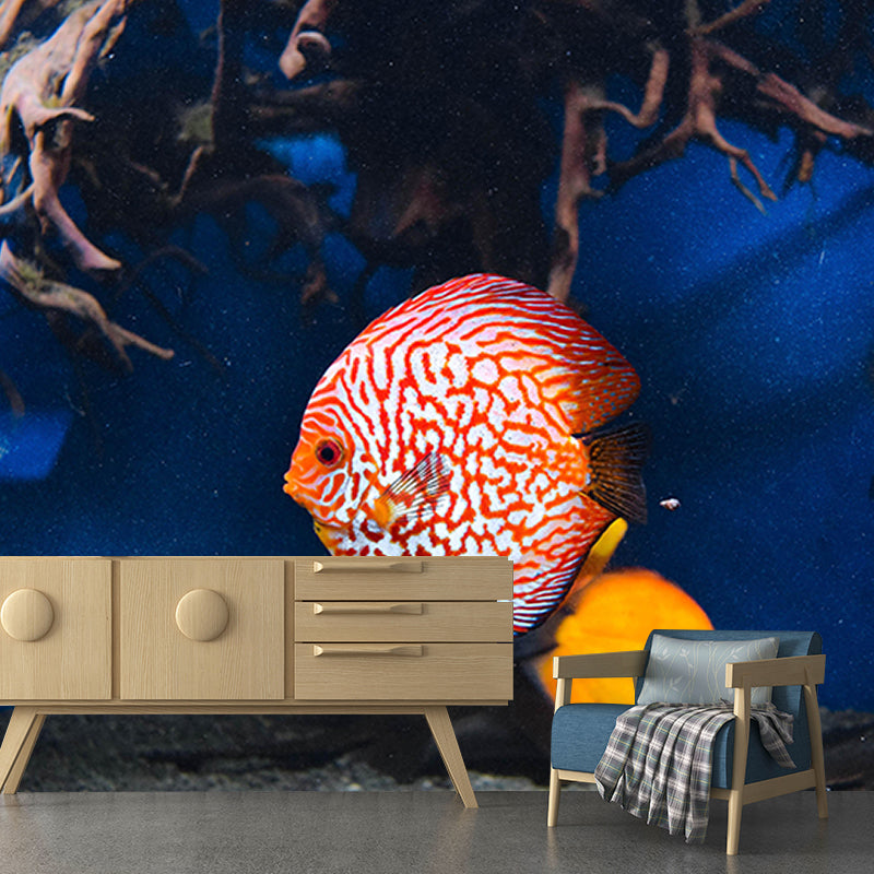 Tropical Photography Wall Mural Fish Pattern Stain Resistant Wall Mural