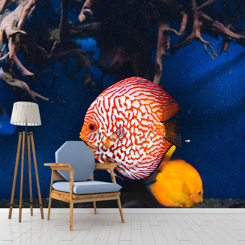 Tropical Photography Wall Mural Fish Pattern Stain Resistant Wall Mural
