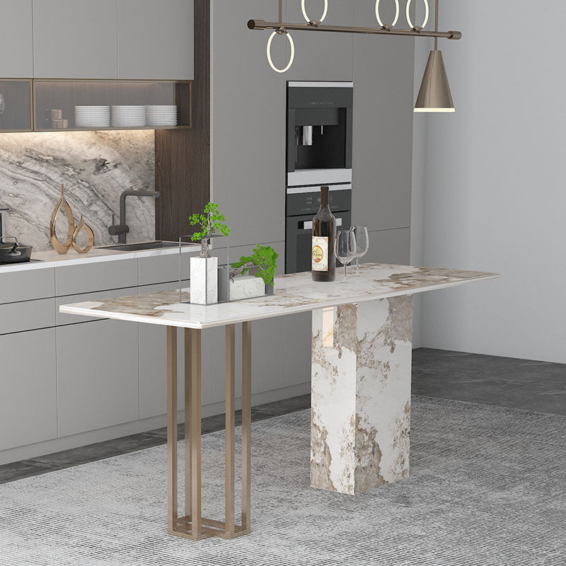 Double Pedestal Kitchen Counter Height Table Contemporary Rectangle Pub Table