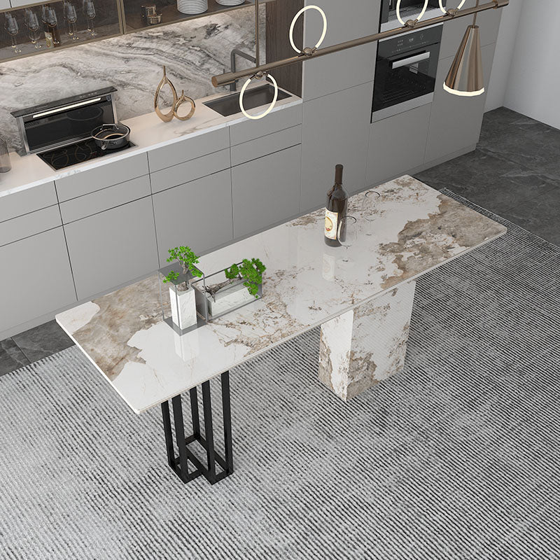 Double Pedestal Kitchen Counter Height Table Contemporary Rectangle Pub Table