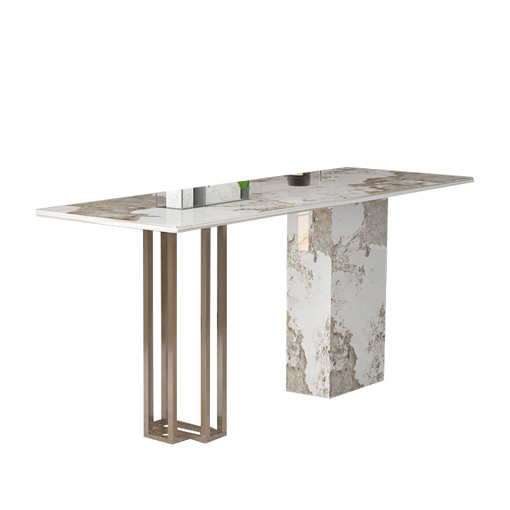 Double Pedestal Kitchen Counter Height Table Contemporary Rectangle Pub Table