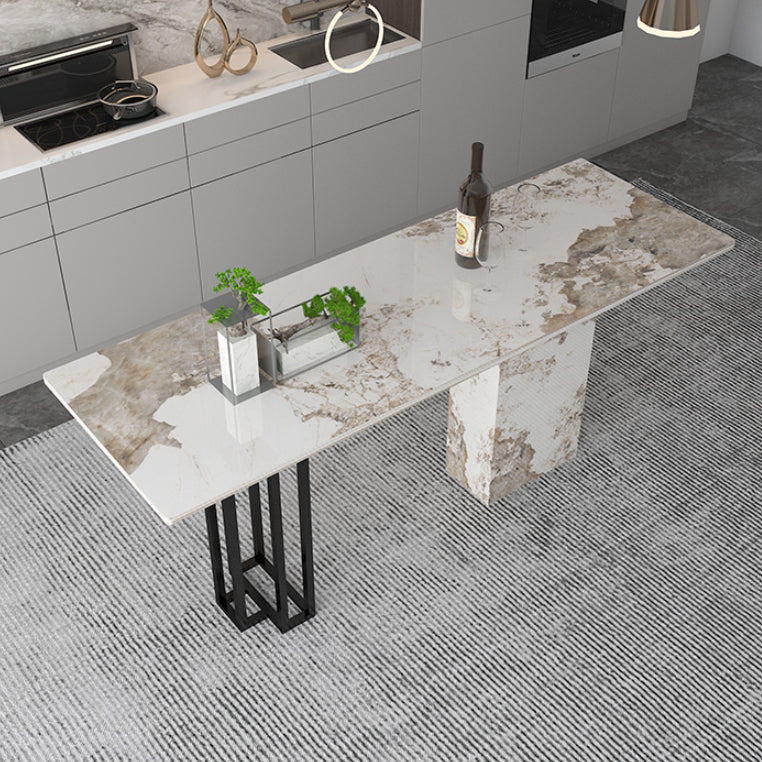 Double Pedestal Kitchen Counter Height Table Contemporary Rectangle Pub Table