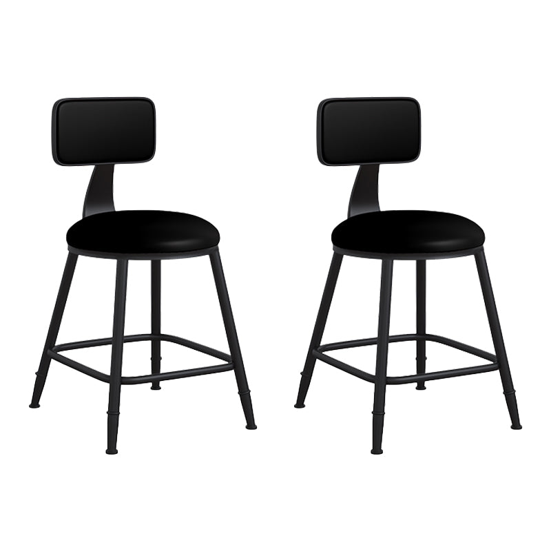 Modern Backrest Armless Counter Stool Iron Cafe Bar Stool with Leather Cushion