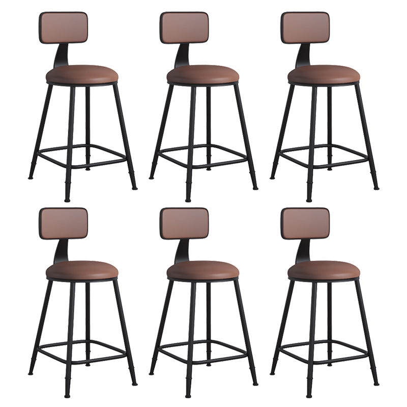 Modern Backrest Armless Counter Stool Iron Cafe Bar Stool with Leather Cushion