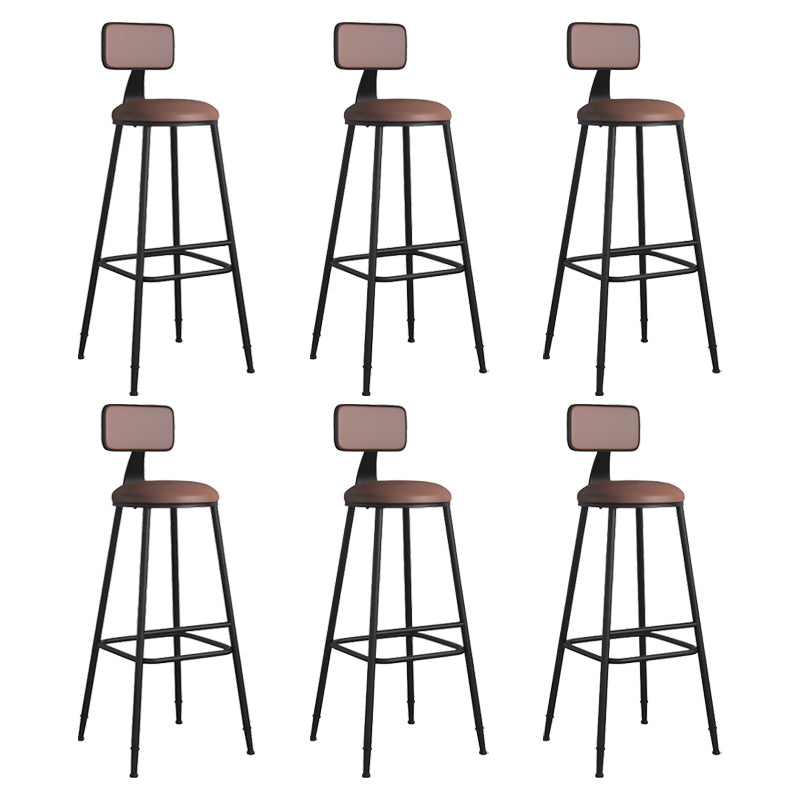 Modern Backrest Armless Counter Stool Iron Cafe Bar Stool with Leather Cushion