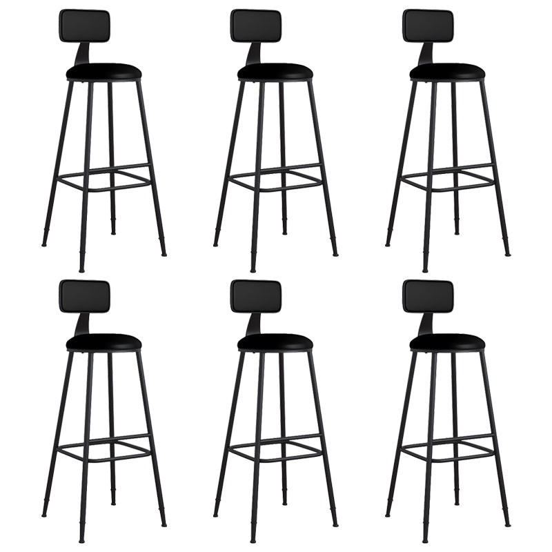 Modern Backrest Armless Counter Stool Iron Cafe Bar Stool with Leather Cushion