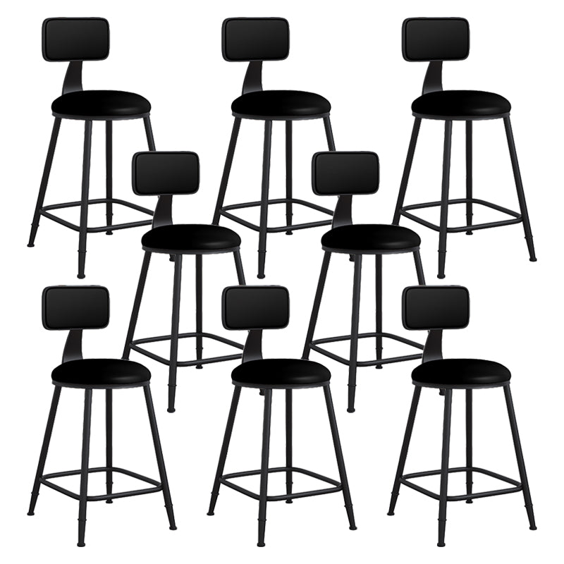 Modern Backrest Armless Counter Stool Iron Cafe Bar Stool with Leather Cushion