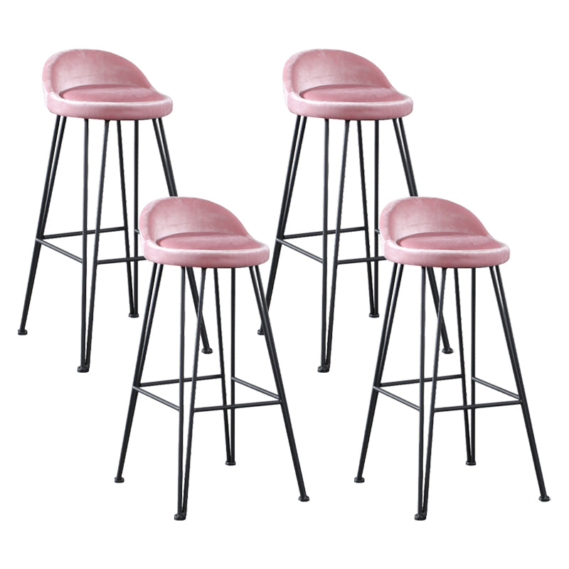 Industrial Footrest Counter & Bar Stool Low Back Indoor Velvet Counter Stool