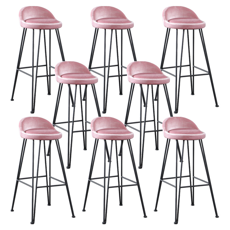 Industrial Footrest Counter & Bar Stool Low Back Indoor Velvet Counter Stool