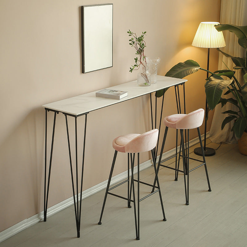 Industrial Footrest Counter & Bar Stool Low Back Indoor Velvet Counter Stool