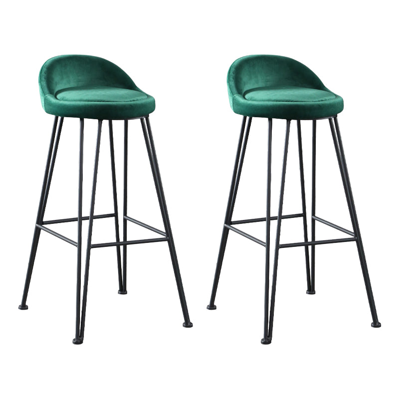 Industrial Footrest Counter & Bar Stool Low Back Indoor Velvet Counter Stool